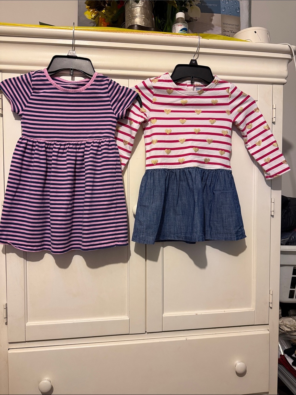 2 Girls Striped Knit Dresses
